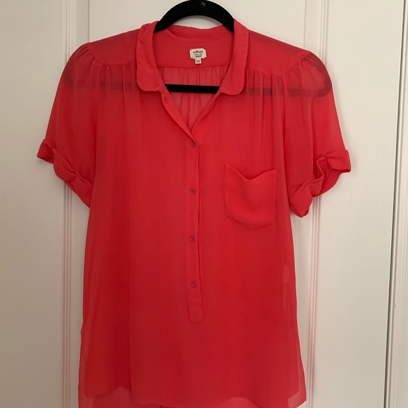 Aritzia Wilfred Semi-sheer blouse salmon pink - Picture 1 of 6